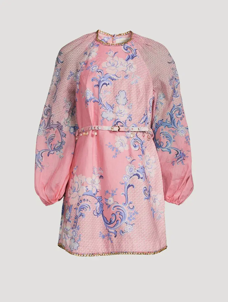 Zimmermann The Postcard Mini Dress Swirl Floral Coral Size 6  - Image 2