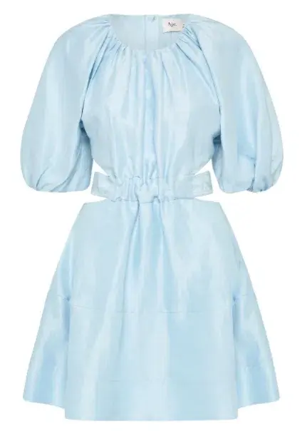 Aje Psychedelia Cut Out Mini Dress Pale Blue Size 4 - Image 4