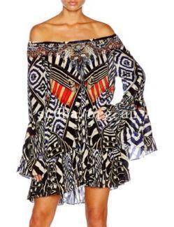 Camilla Louwalan Tales A Line Frill Black & Red Dress Size 10 - Image 2