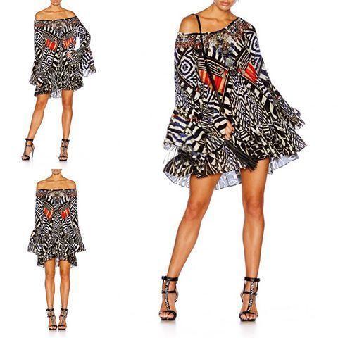 Camilla Louwalan Tales A Line Frill Black & Red Dress Size 10 - Image 3