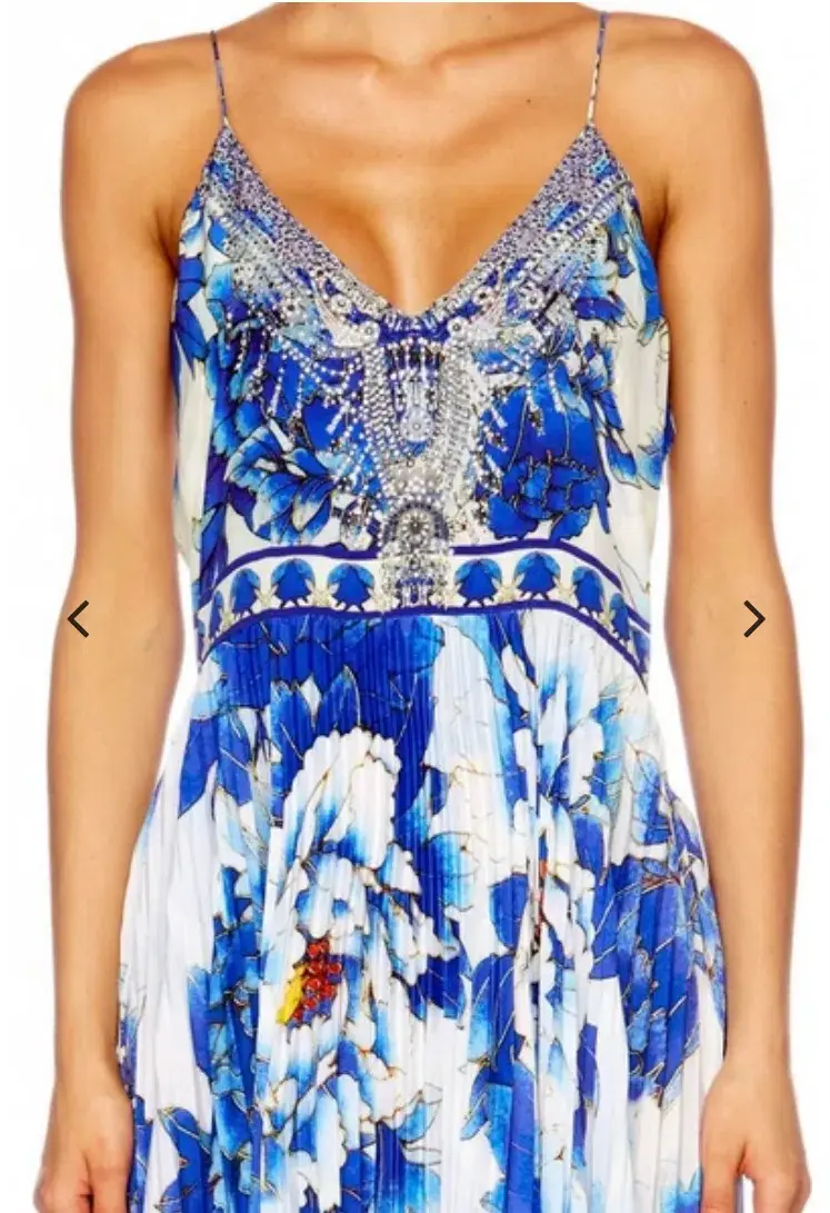 Camilla Ring of Roses Pleated Slip Dress Print Size 8 for rent on The Volte - main image