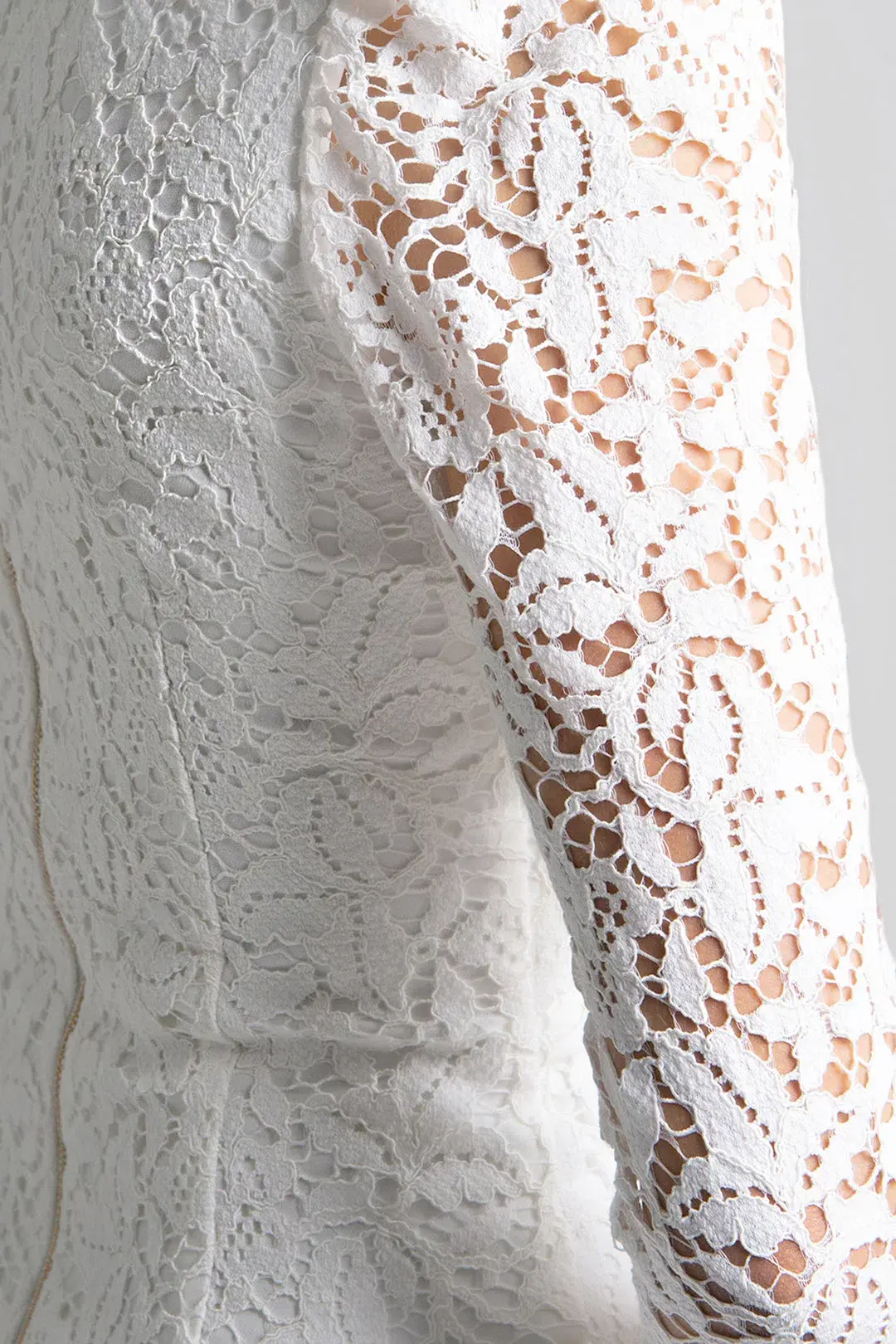 Rebecca Vallance Le Saint Ruched Lace Dress White Size 8 for rent on The Volte - main image