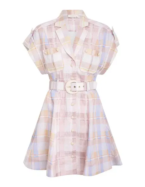 Zimmermann The Dancer Spliced Mini Dress in Multi Check  Size 8 - Image 3