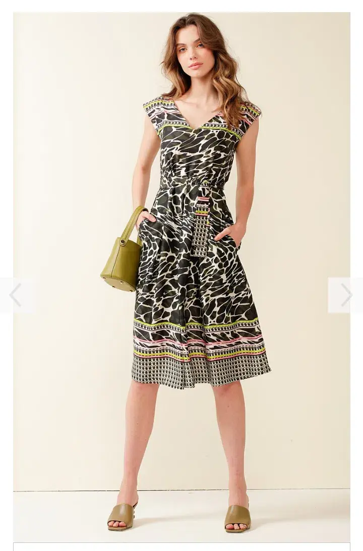 Sacha Drake Mt Cootha Cotton Cap Sleeve V Neck Dress Print Size 16 - Image 5
