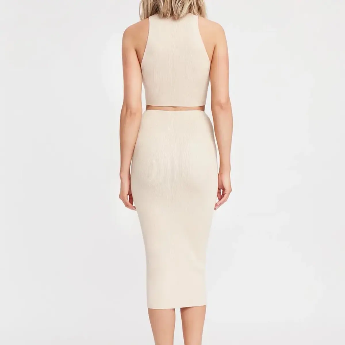Kookai Lola Cut Out Dress Beige Size 8 - Image 2
