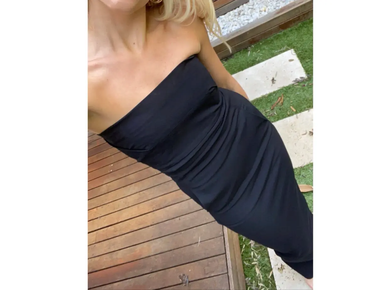 Rick Owens Strapless Cotton Blend Crepe Maxi Dress Black Size 10 - Image 4