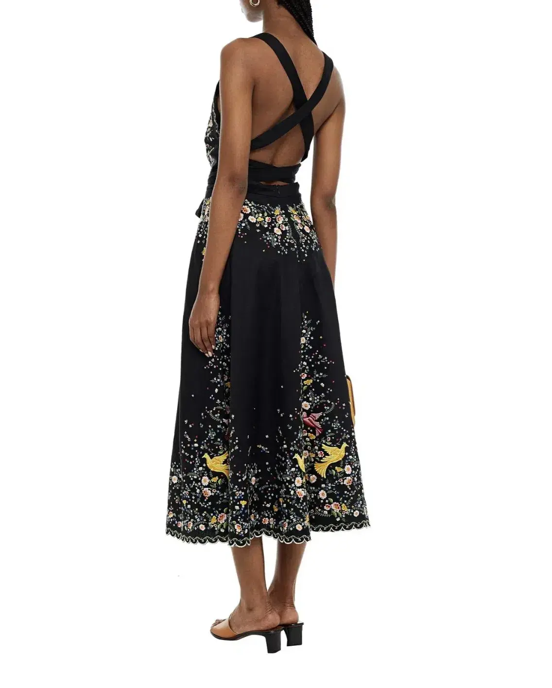 Zimmermann Carnaby Open Back Embroidered Linen Midi Dress Black Size 1 / Au 10 - Image 2