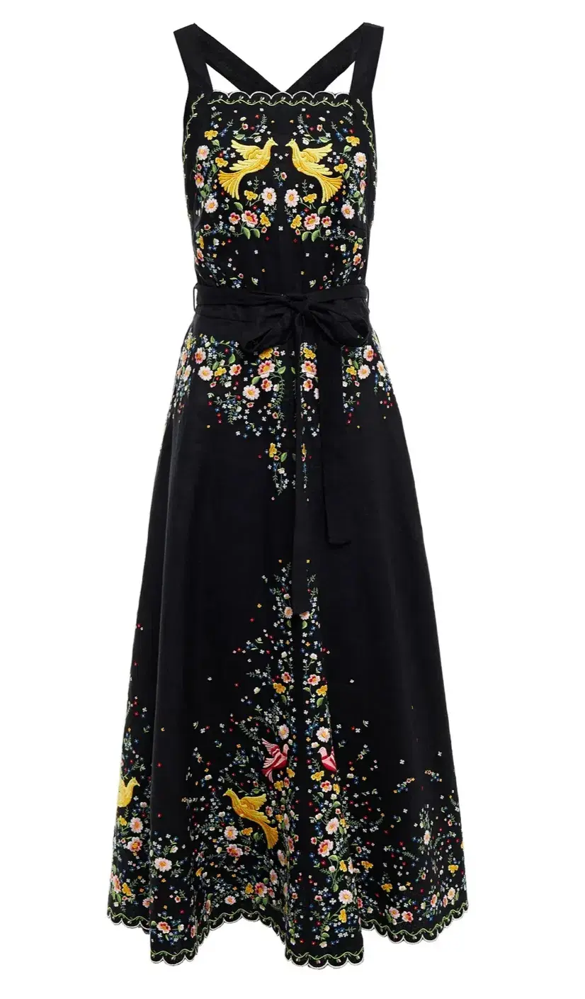 Zimmermann Carnaby Open Back Embroidered Linen Midi Dress Black Size 1 / Au 10 - Image 4