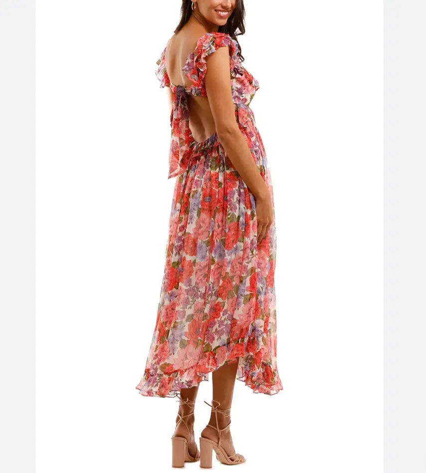 Zimmermann Poppy Frill Edge Midi Silk Dress Print Size 8 - Image 3