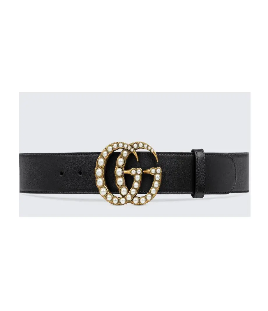 Leather Belt with Pearl Double G - Image 1