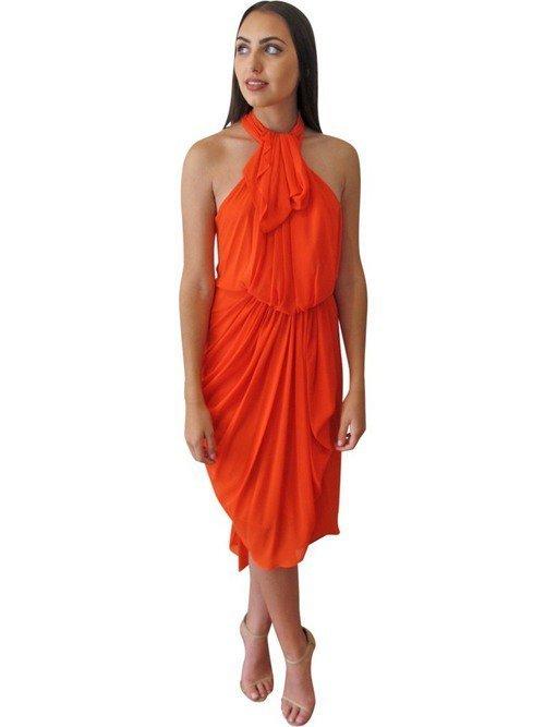 Carla Zampatti Siren Teardrop Gown Orange Size 6 for rent on The Volte - main image