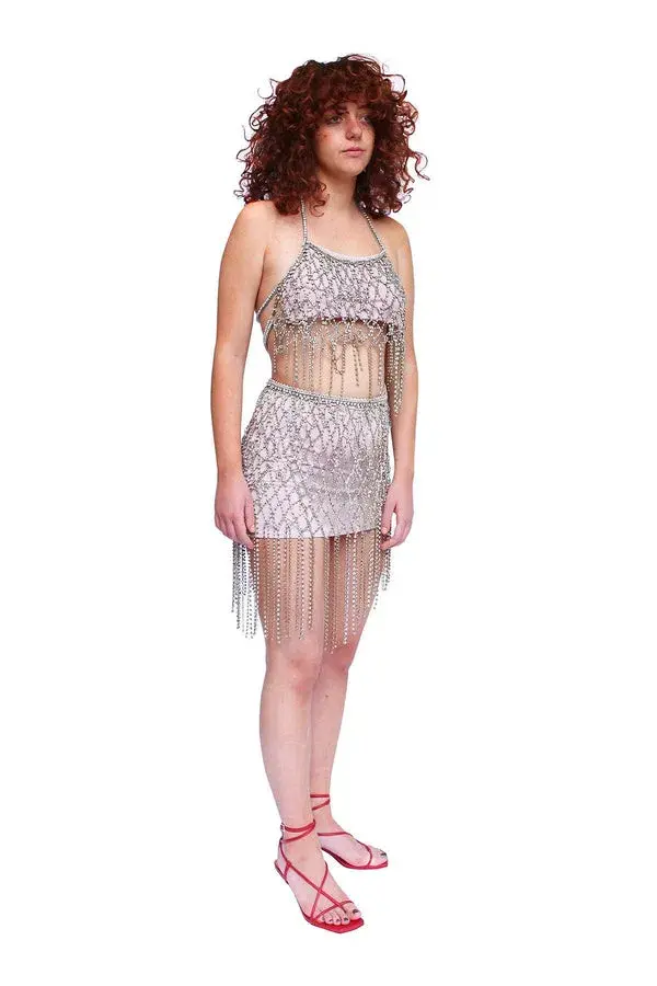 Clio Peppiatt Marie Swarovski Halter Top Size 6 for rent on The Volte - main image