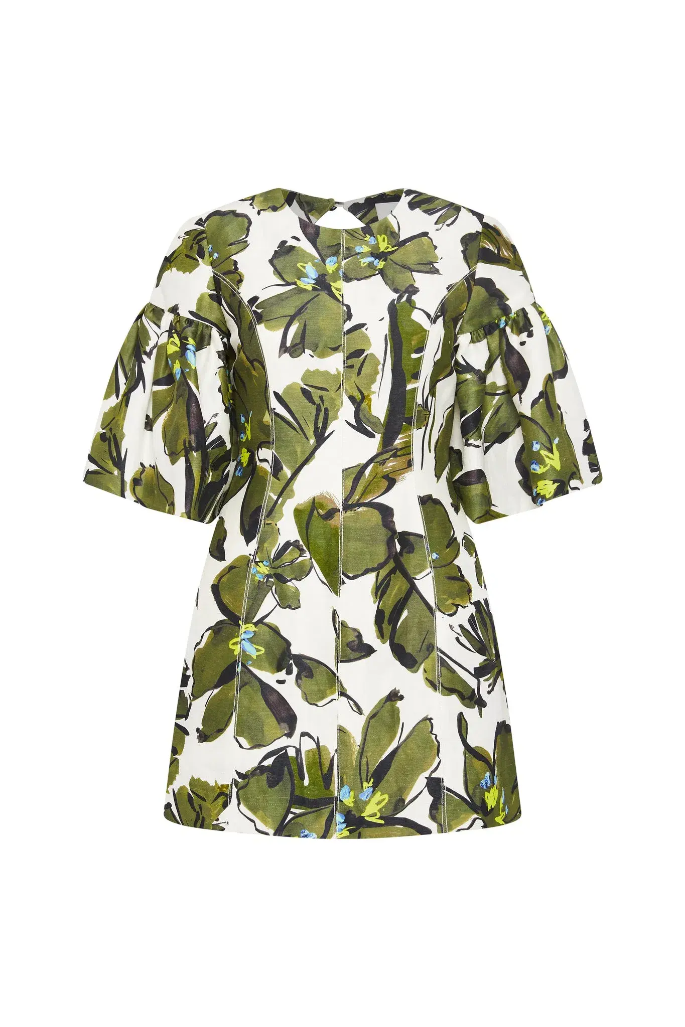 Aje Oasis Olive Leaf Cut Out Mini Dress Print Size 8 - Image 4