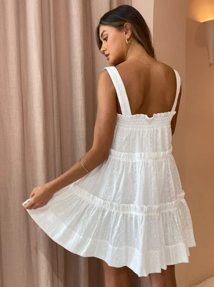 Shona Joy Cosmo Tiered Frill Mini Dress White Size 14 - Image 3