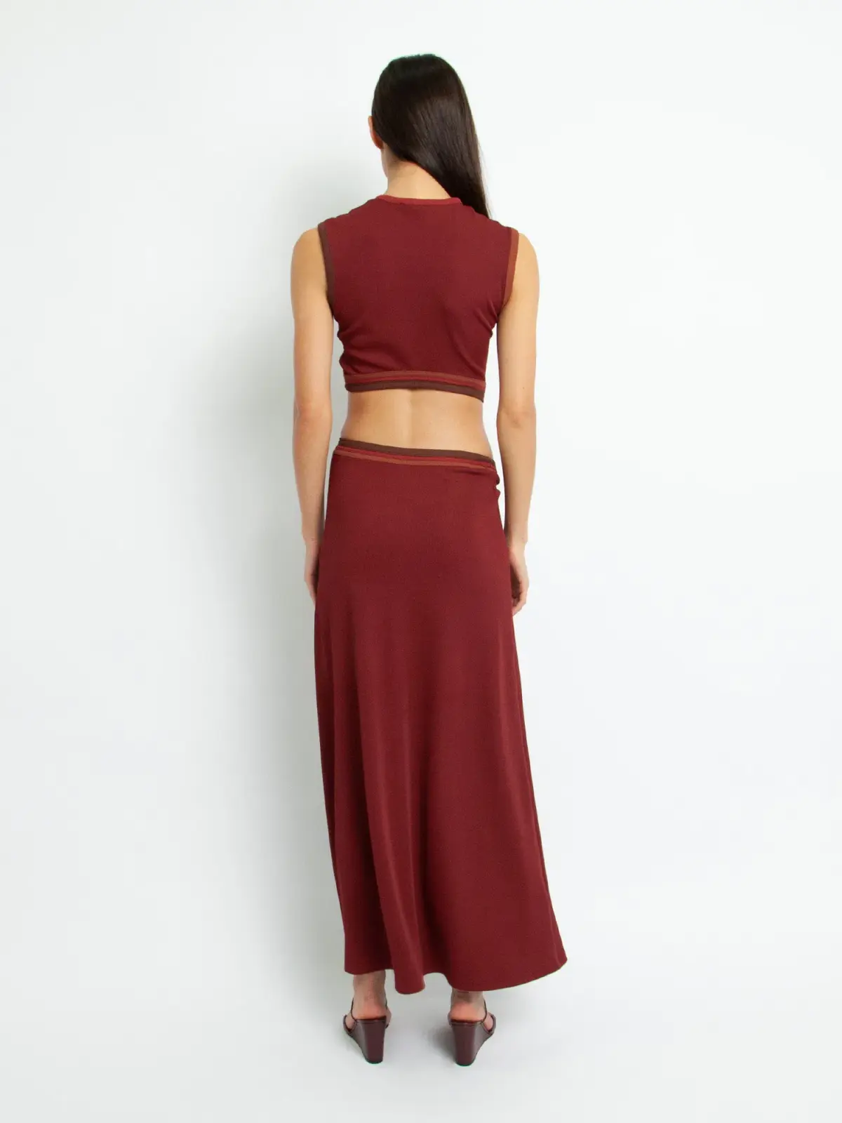 Christopher Esber Multi Paisley Cut Torso Dress Burgundy Size 6 - Image 2