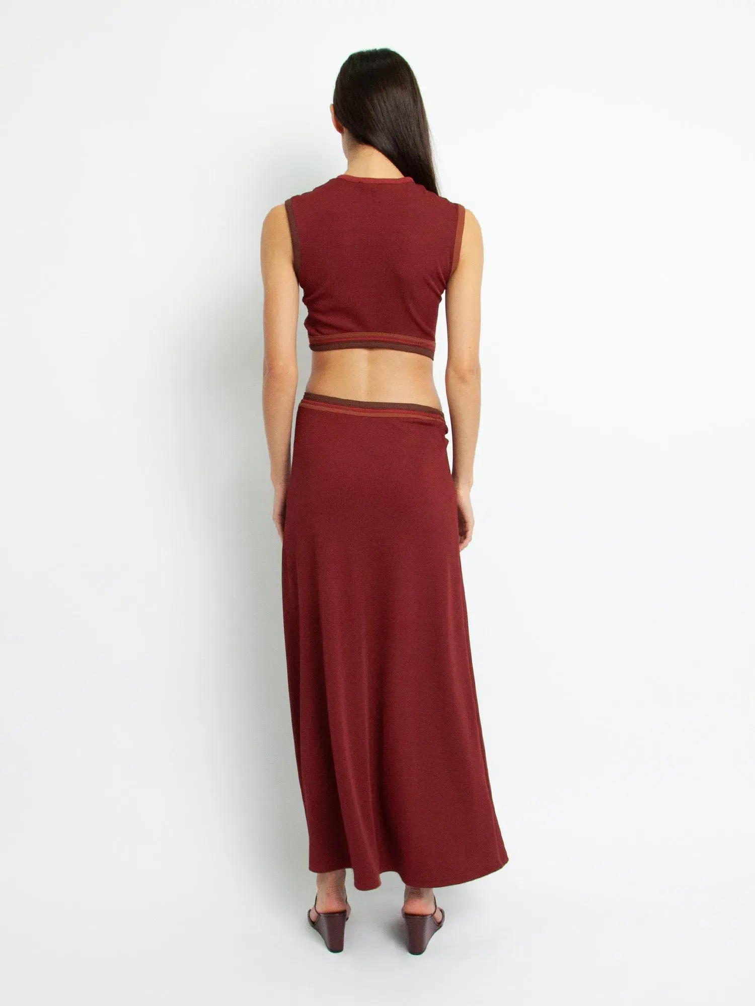 Christopher Esber Multi Paisley Cut Torso Dress Burgundy Size 6 - Image 2