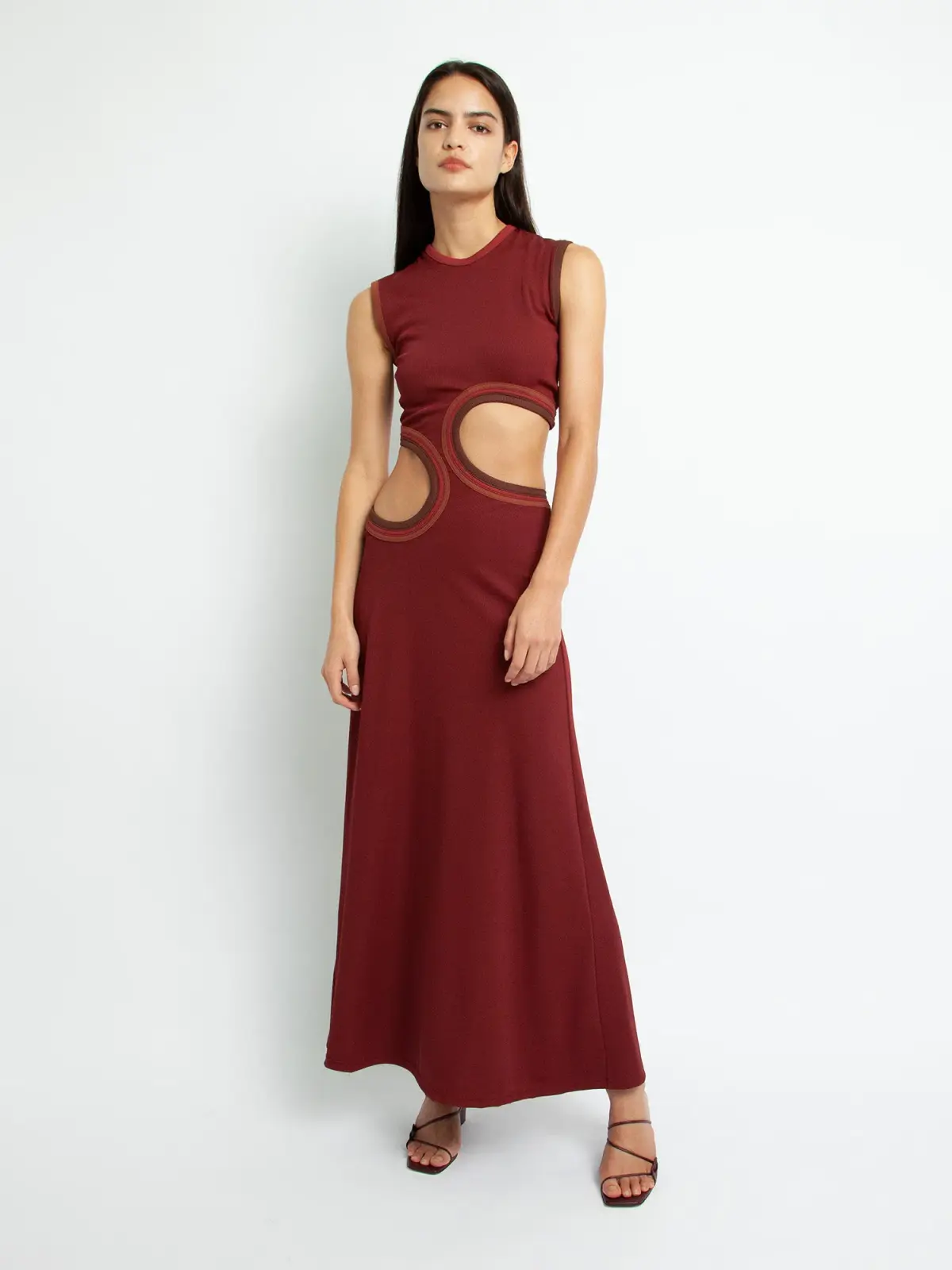 Christopher Esber Multi Paisley Cut Torso Dress Burgundy Size 6 - Image 1