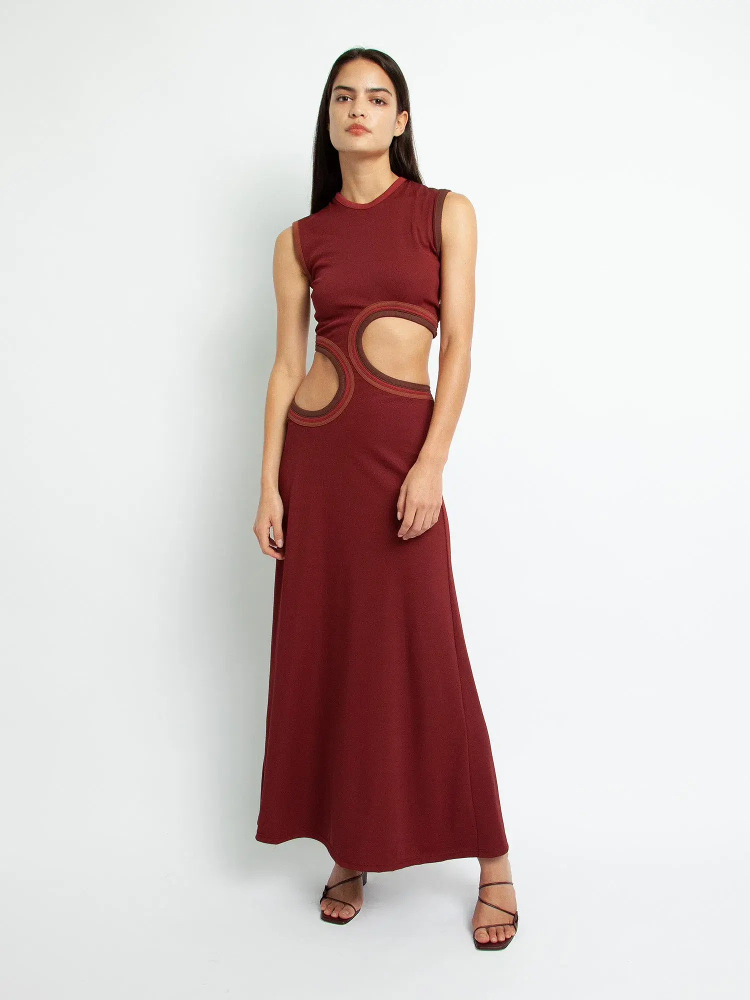 Christopher Esber Multi Paisley Cut Torso Dress Burgundy Size 6 - Image 1