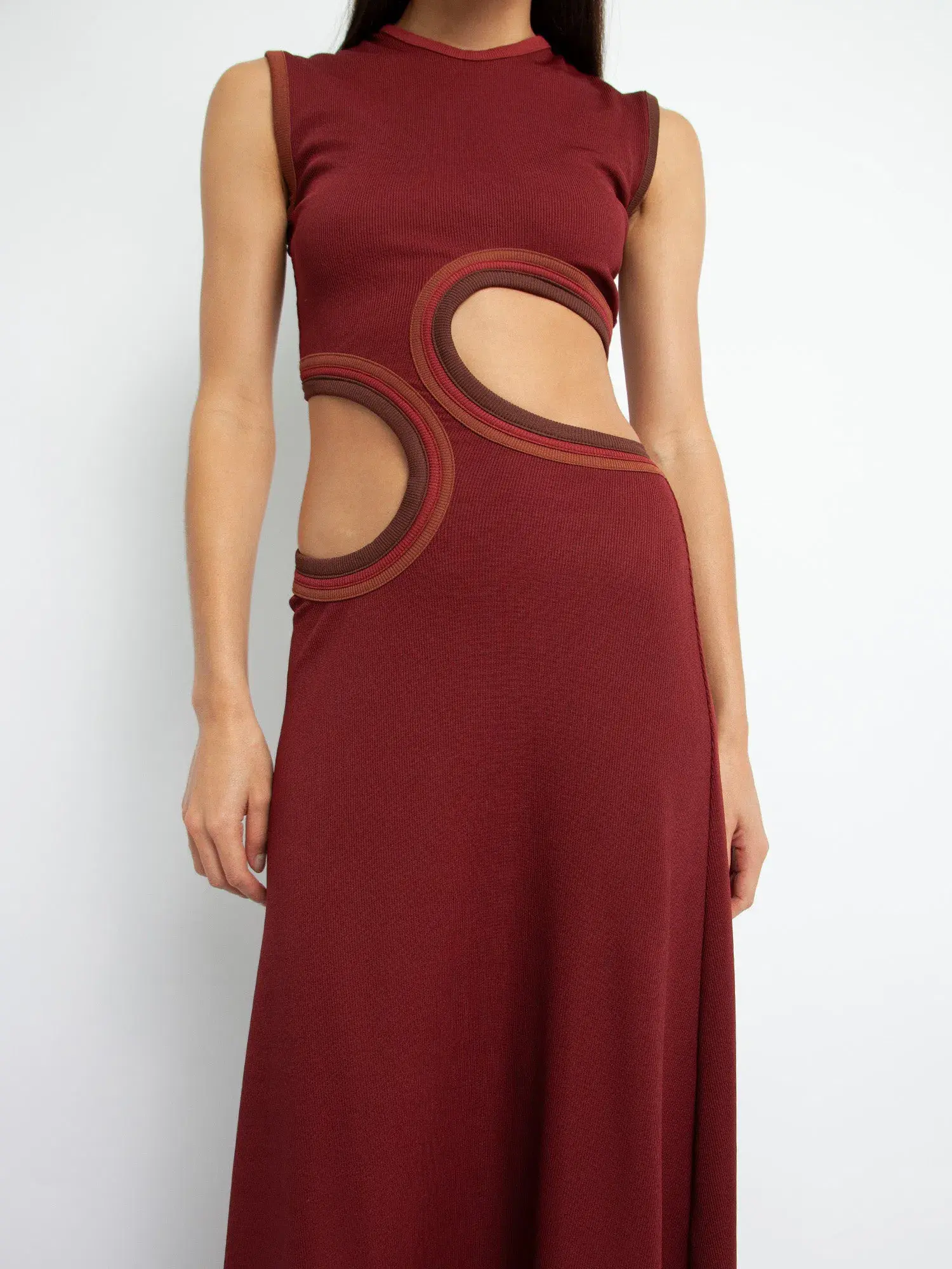 Christopher Esber Multi Paisley Cut Torso Dress Burgundy Size 6 - Image 3