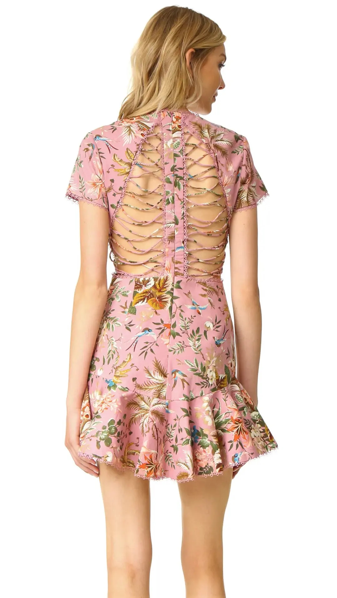 Zimmermann Tropicale Lattice Mini Dress Floral Size 1 / Au 10 for rent on The Volte - main image