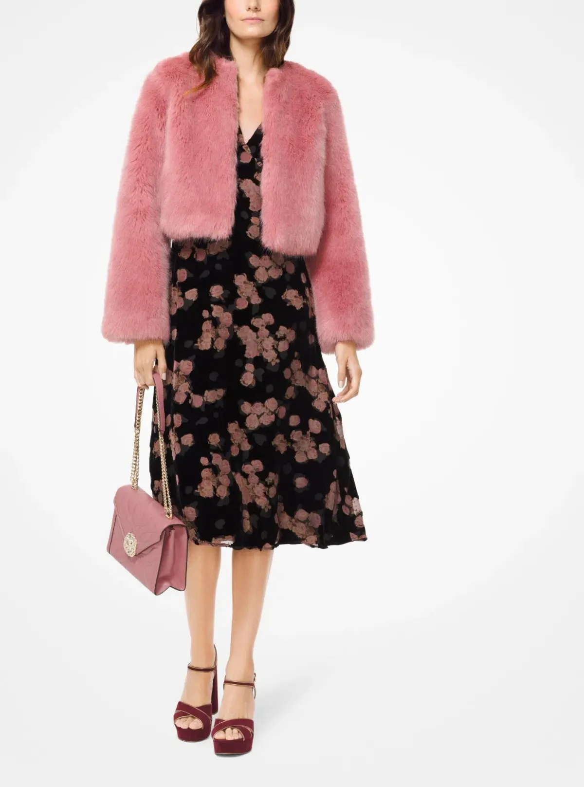 Michael Kors Belted Ruffled Floral-Print Devoré-Velvet Mini Dress Print Size 8 - Image 3