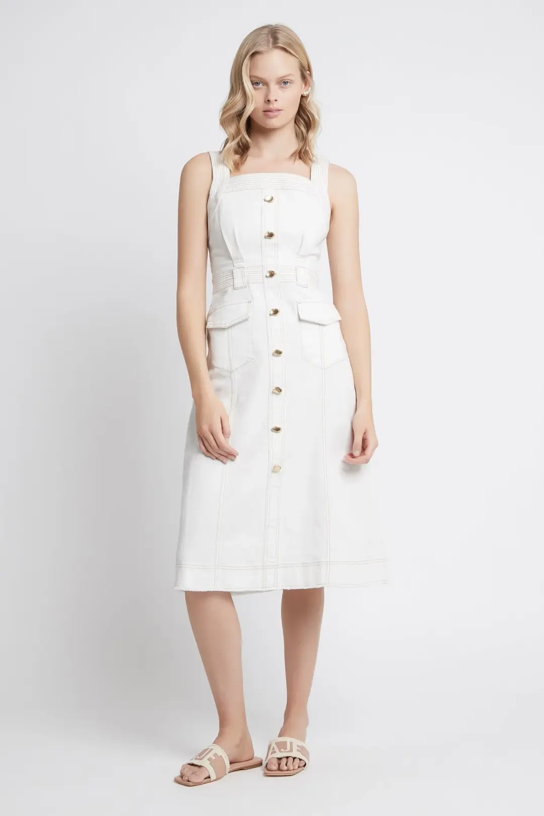 Aje Reclaim Midi Dress White Size 10 for rent on The Volte - main image
