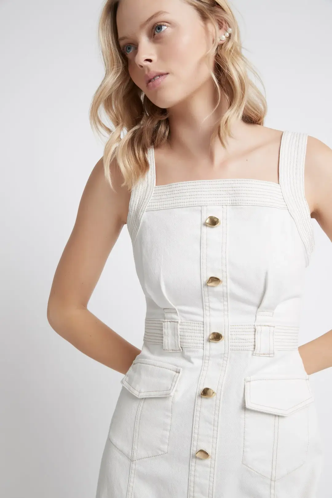 Aje Reclaim Midi Dress White Size 10 for rent on The Volte - main image