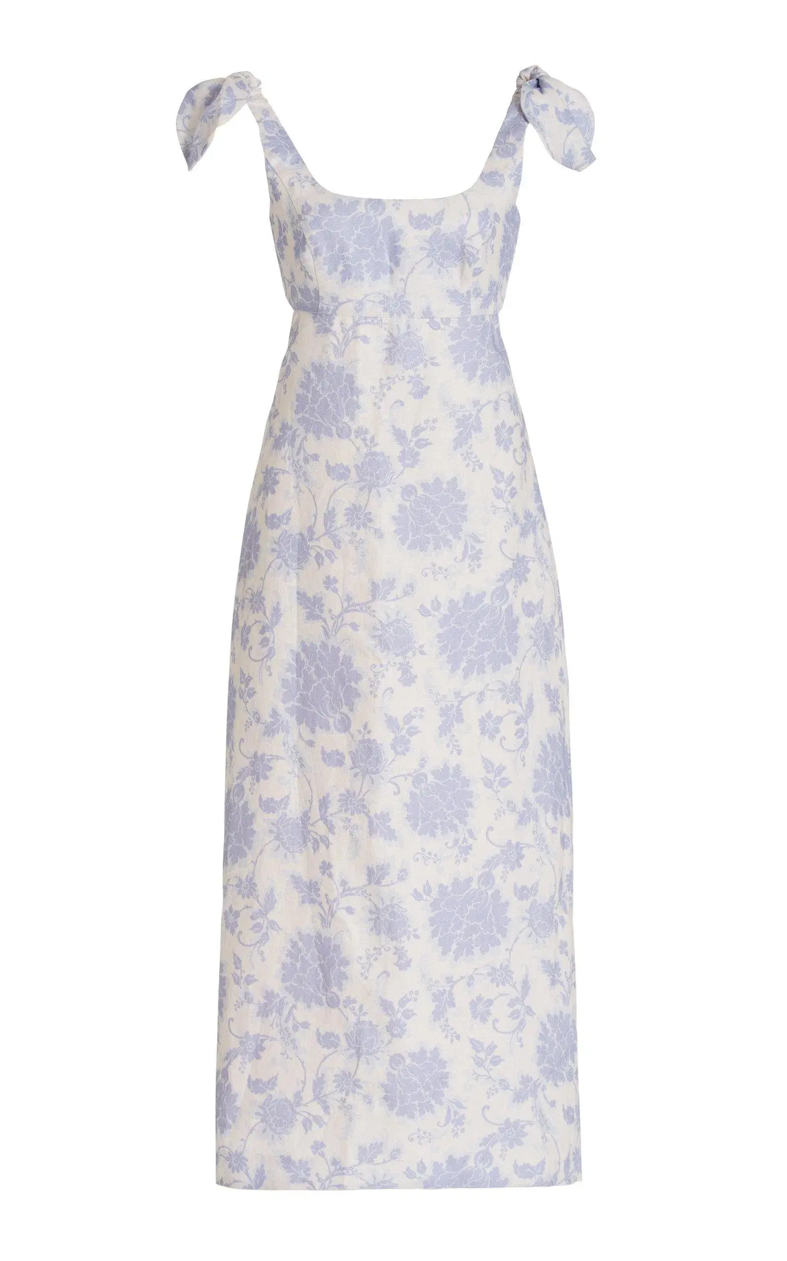 Zimmermann Postcard Open-back Floral-print Linen Midi Dress Blue Size 2/ AU 12  - Image 5