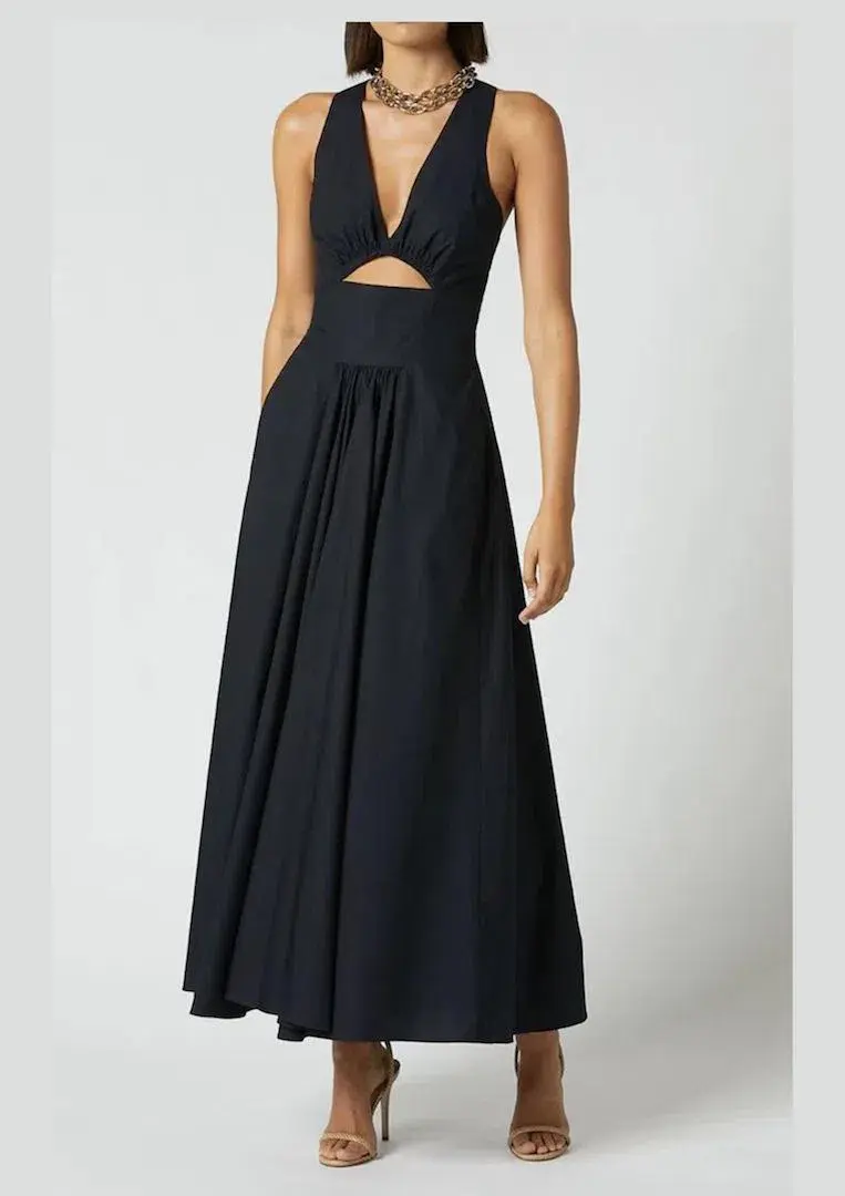 Scanlan Theodore Cotton Cross Back Dress Navy Size 10 - Image 1