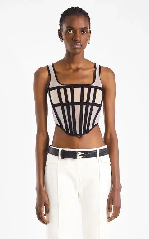 Dion Lee Spacer Knit Corset Top Cream Size 4 - Image 1