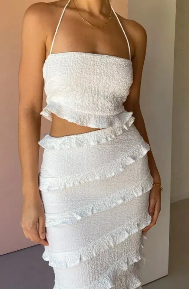 By Nicola Halo Midi Dress White Size 10 for rent on The Volte - main image