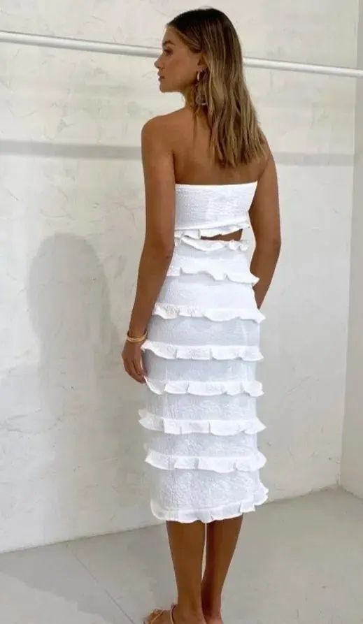 By Nicola Halo Midi Dress White Size 10 for rent on The Volte - main image