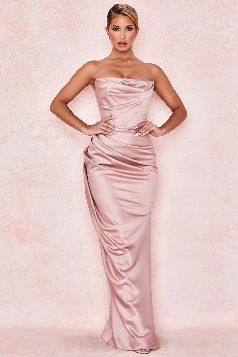 House of CB Adrienne Satin Strapless Gown Blush Size 6 - Image 1