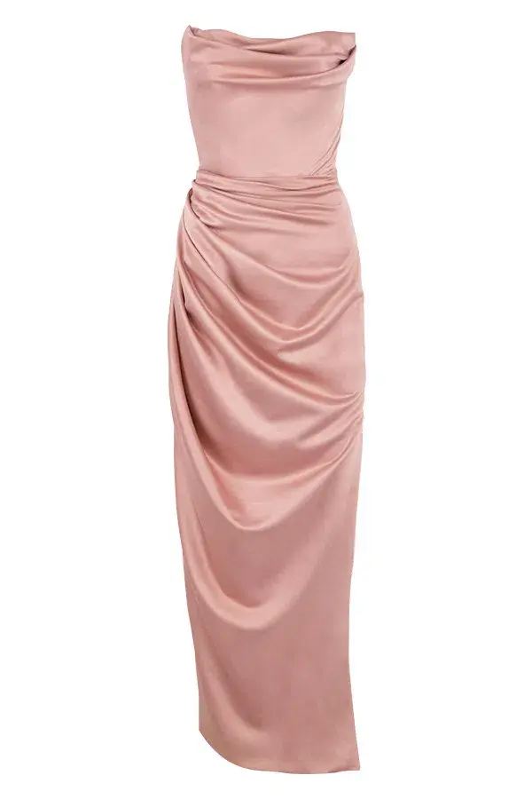 House of CB Adrienne Satin Strapless Gown Blush Size 6 - Image 5