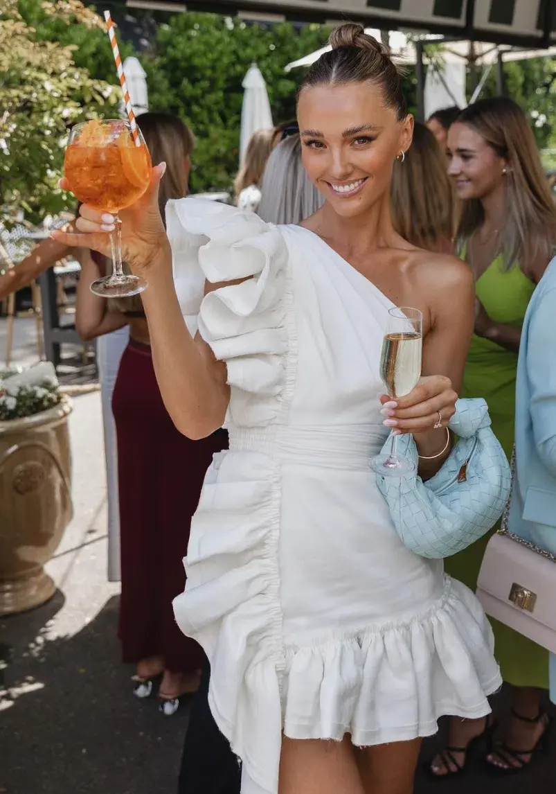 Aje Bonjour Asymmetric Mini Dress White Size 10 for rent on The Volte - main image