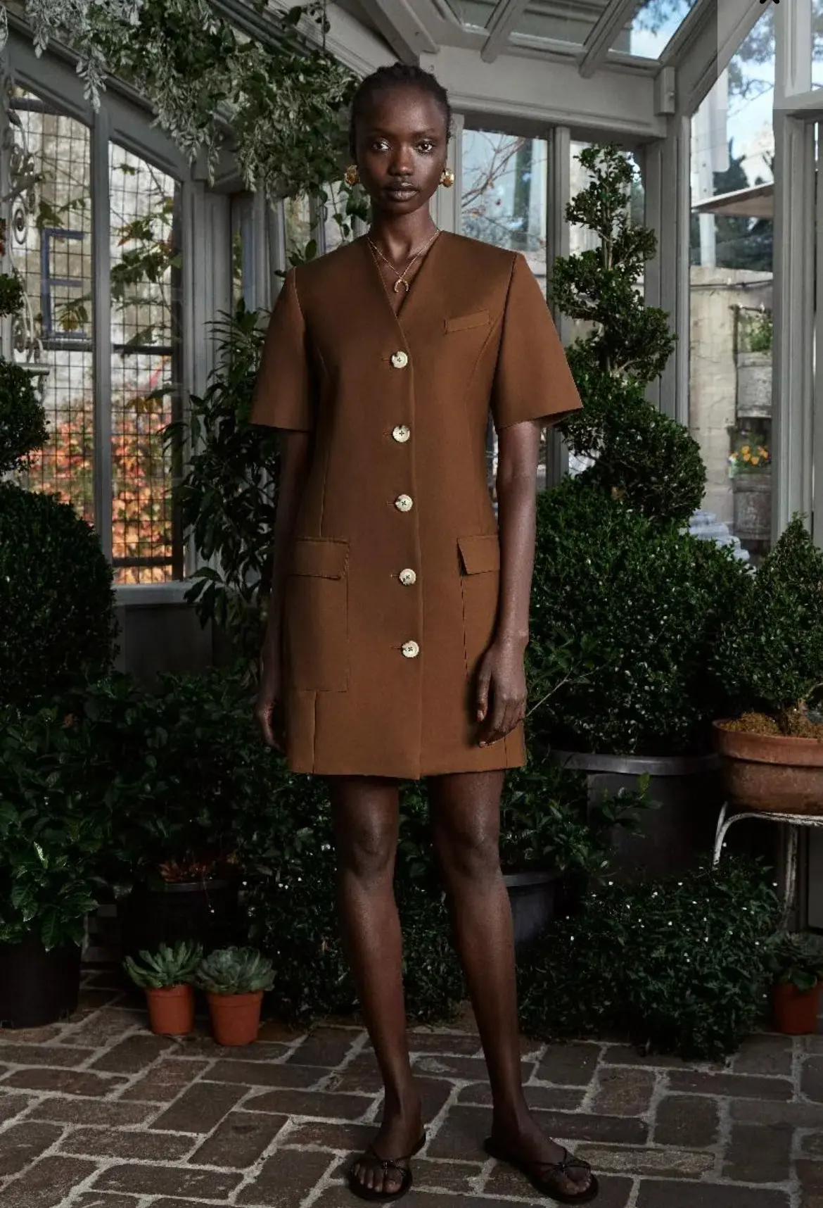 Anna Quan Portia Single Breasted Tailored Dress Brown Size 10 - Image 4