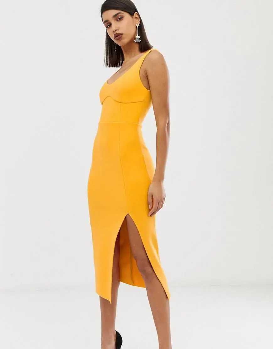 Bec & Bridge Elle Midi Dress Yellow Size 6 - Image 1