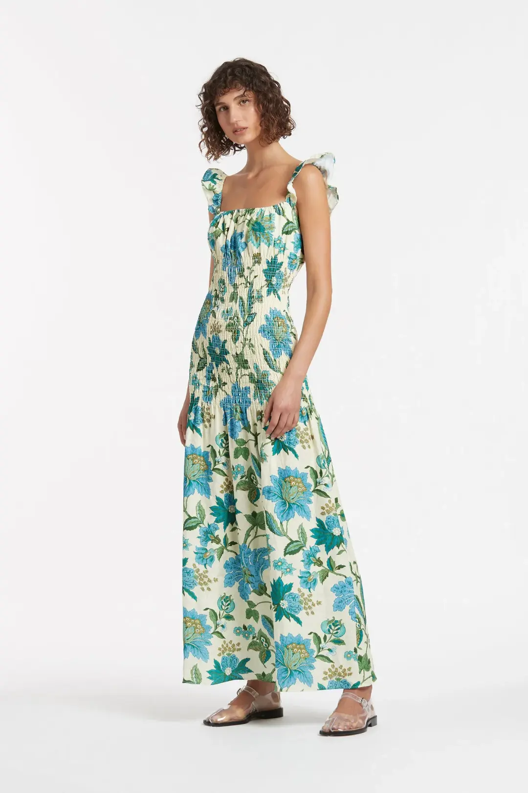 Sir the Label Alexandre Ruched Midi Dress Print Size 6 for rent on The Volte - main image