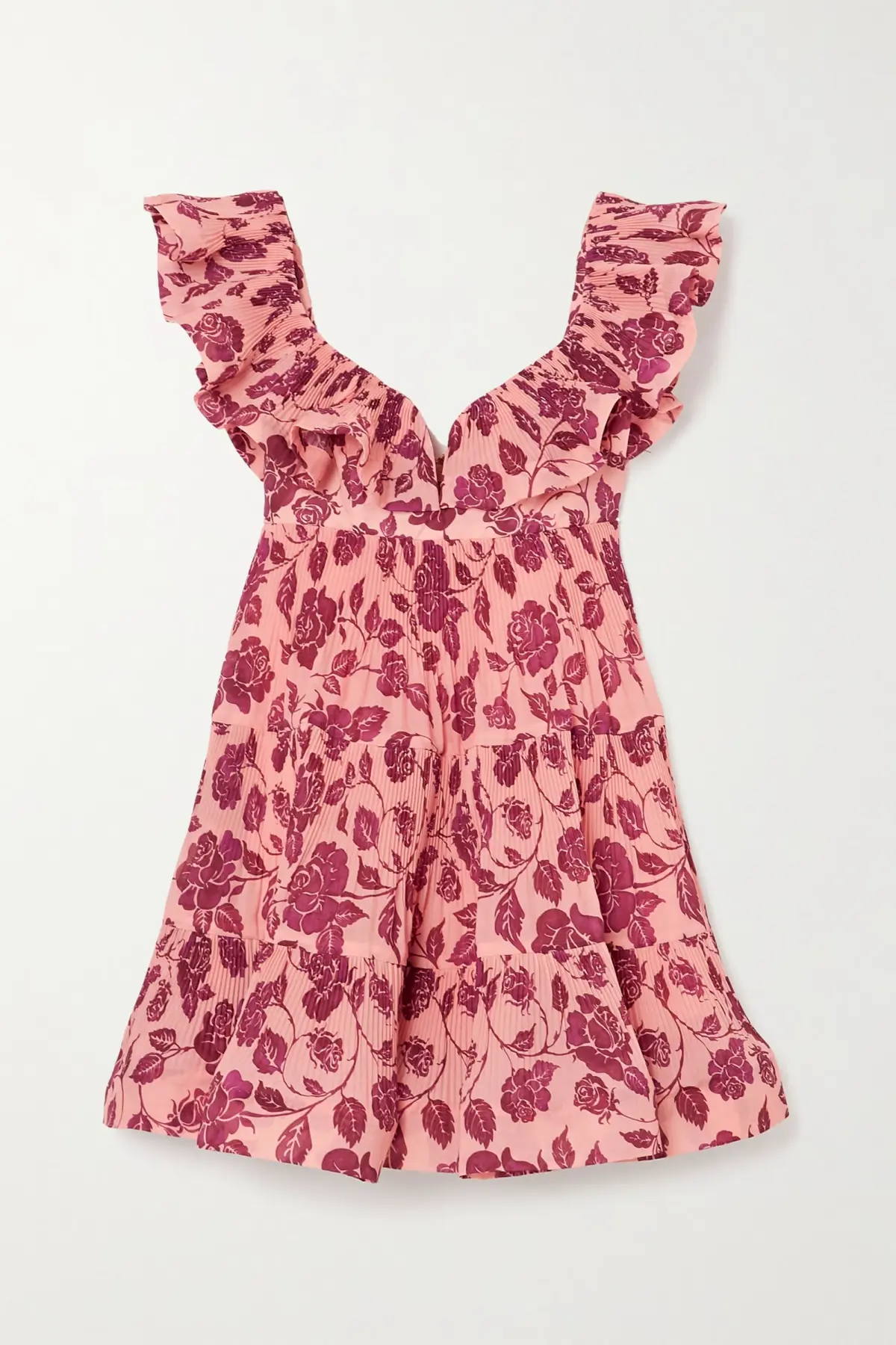 Zimmermann Lovestruck Floral Ruffled Plissé Crepe Mini Dress Print Size 6 - Image 4