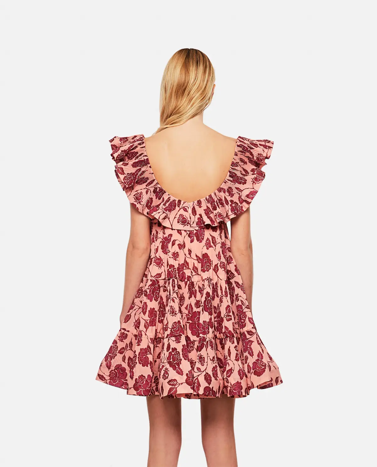 Zimmermann Lovestruck Floral Ruffled Plissé Crepe Mini Dress Print Size 6 - Image 3