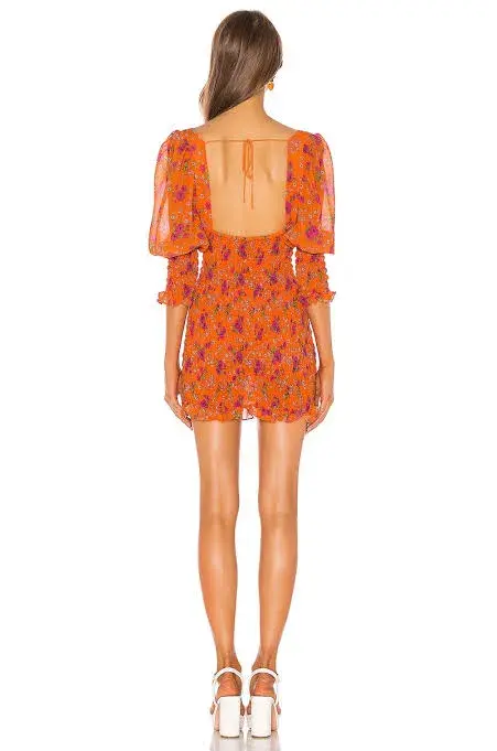 For Love & Lemons Peony Mini Dress Orange Size 6 - Image 2