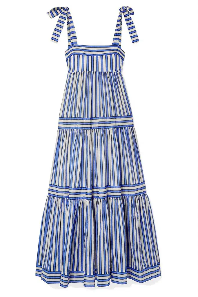 Zimmermann Verity Striped Tiered Maxi Dress Blue Stripe Size 0 / AU 8 - Image 6