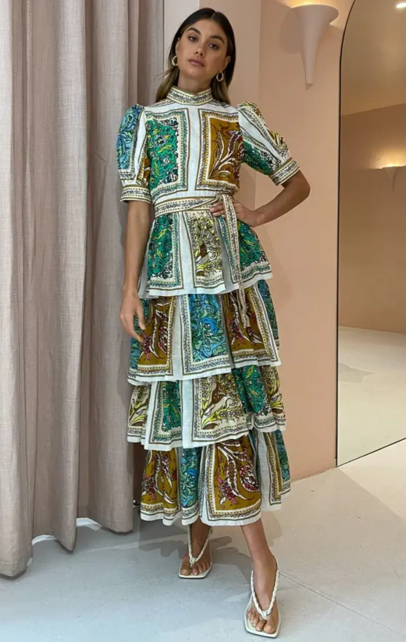 Alemais Delphine Tiered Dress Multi Size 12 - Image 1
