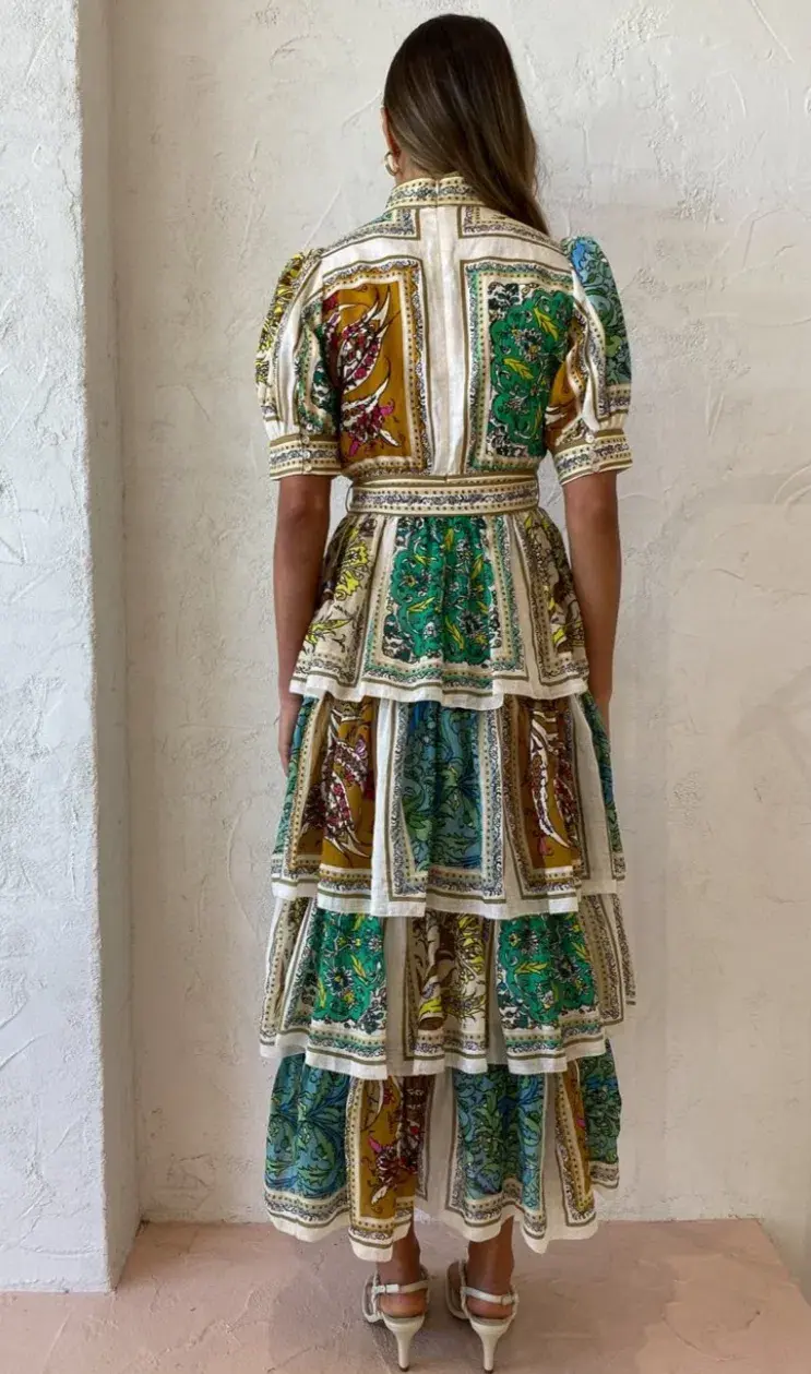 Alemais Delphine Tiered Dress Multi Size 12 - Image 3