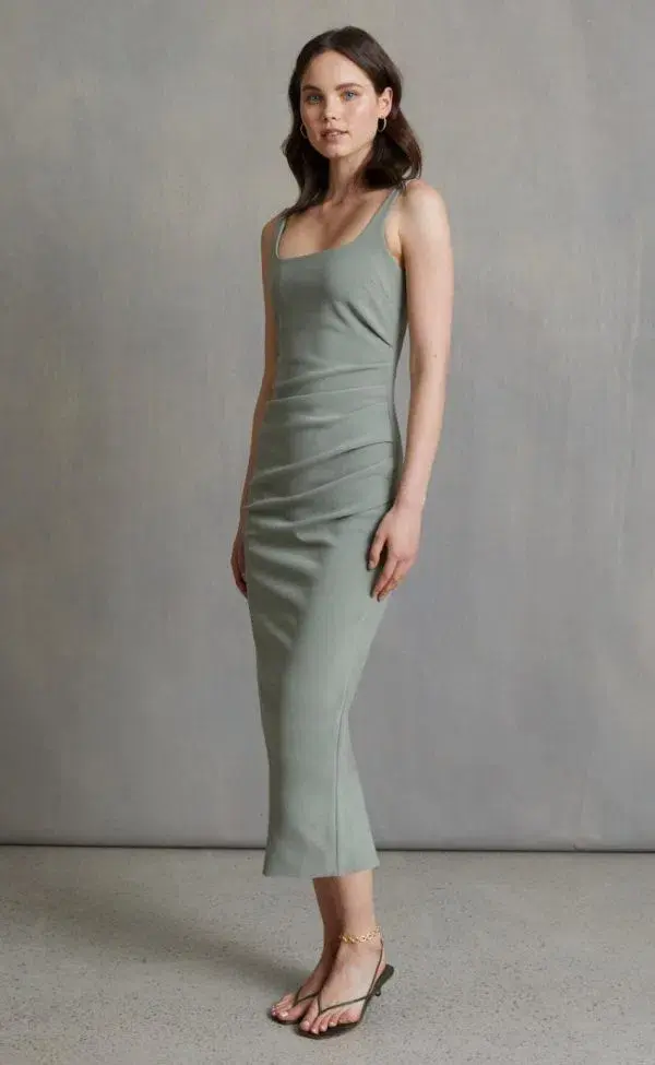 Bec and Bridge Be Mine Square Neck Dress in Sage Green Size 6 - Image 3