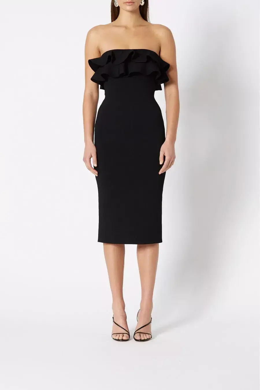 Scanlan Theodore Crepe Knit Strapless Dress Black Size 6 - Image 2
