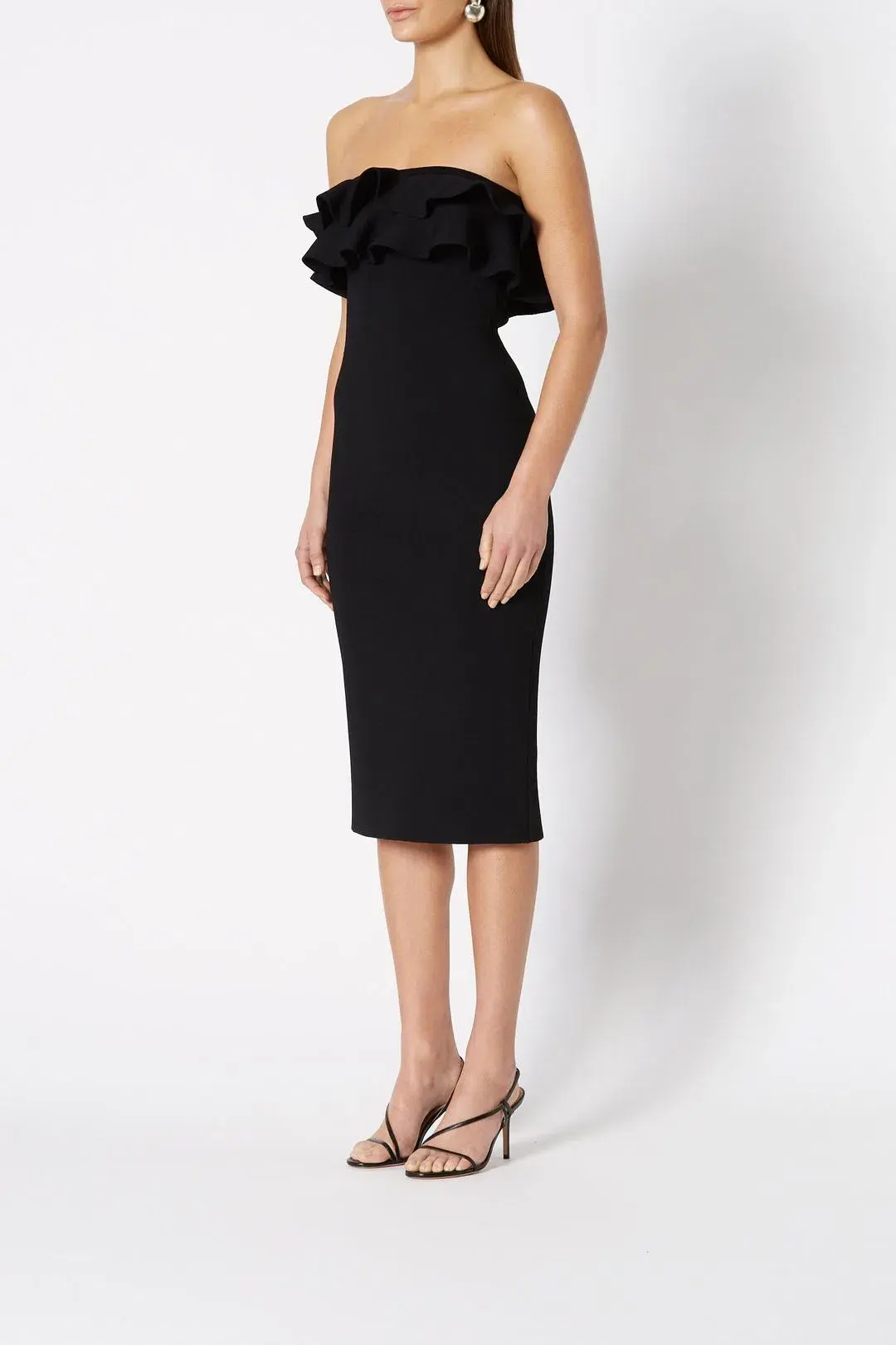 Scanlan Theodore Crepe Knit Strapless Dress Black Size 6 - Image 3