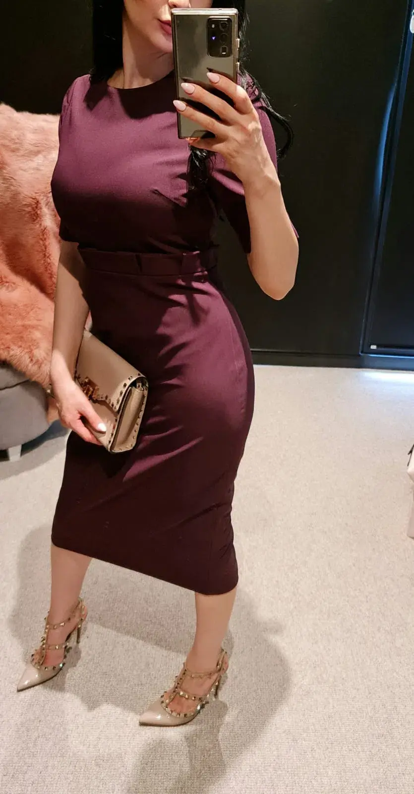 Ted Baker Midi Dress Burgundy Size 8  - Image 4