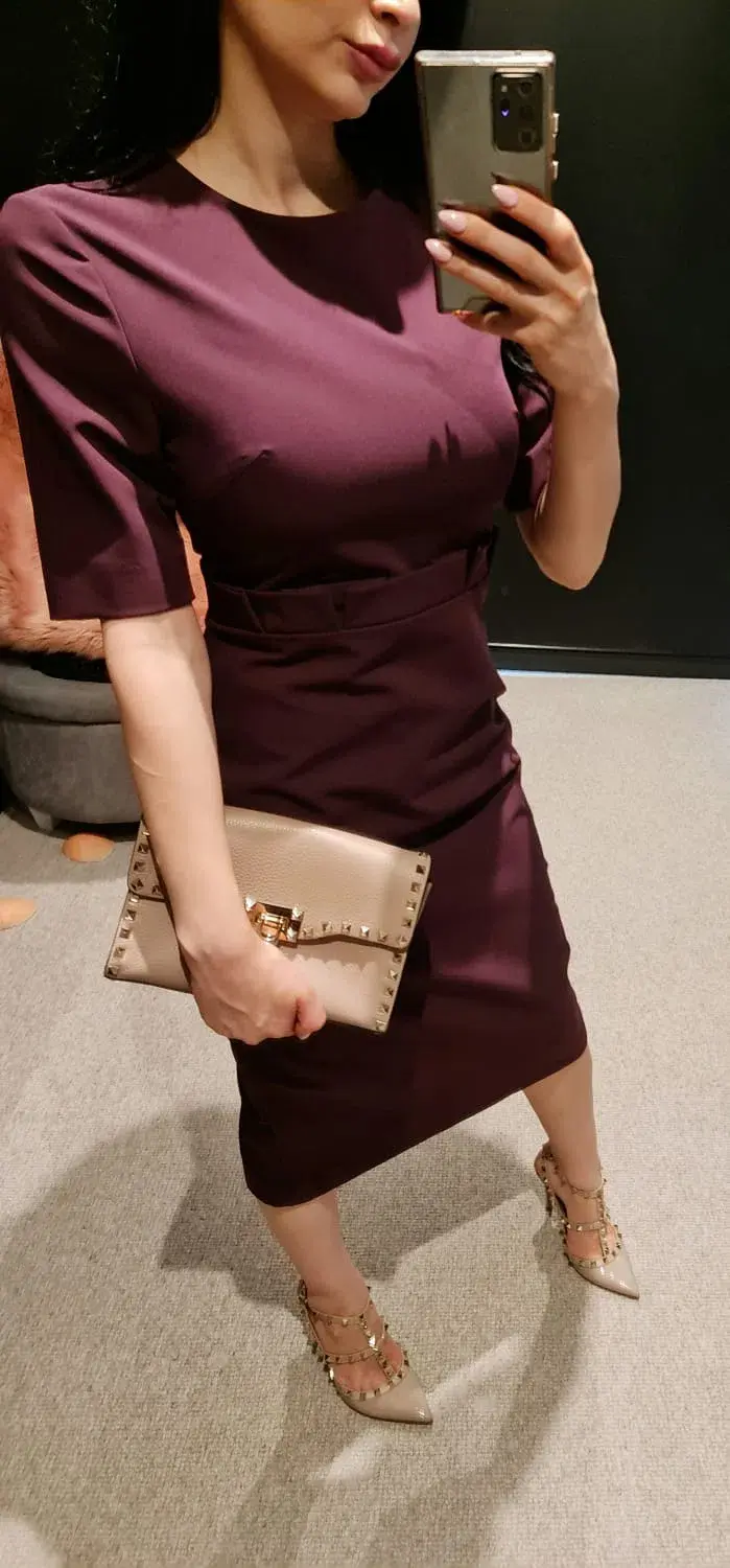Ted Baker Midi Dress Burgundy Size 8  - Image 1