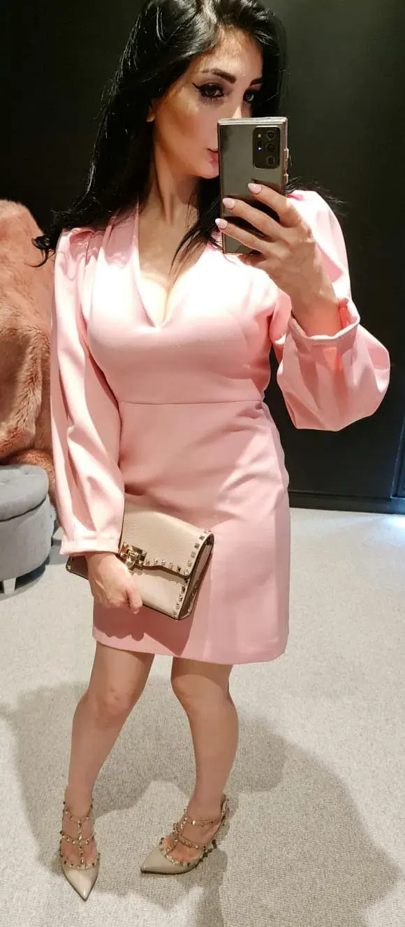 Sandro Long Sleeve Mini Dress Pink Size 6 for rent on The Volte - main image